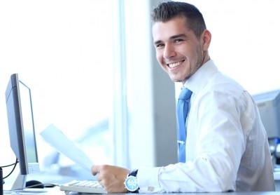 Businessman using laptop