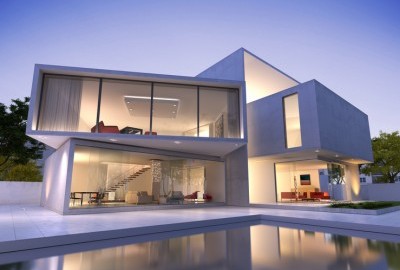 Modern house cube with pool